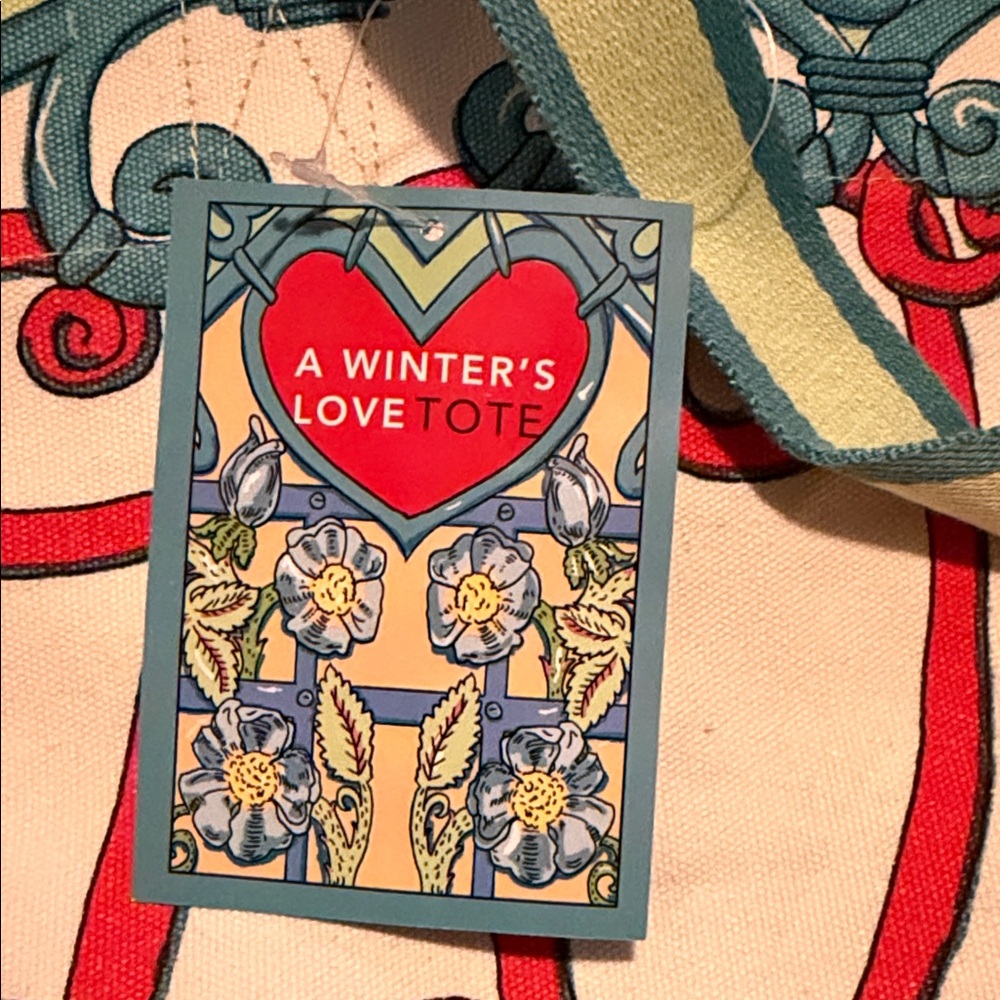 Brighton (Tom Clancy) Extra Large Canvas Floral Tote in Teal, Red & Yellow - Picture 2 of 7